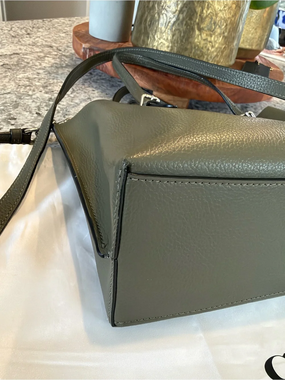 Coach Mollie Tote 25 Military Green Leather Crossbody Bag Style C4084